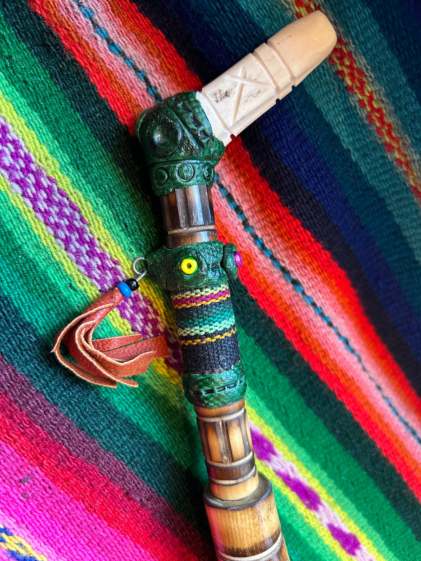 Tepi - Bone & Green Embelishment