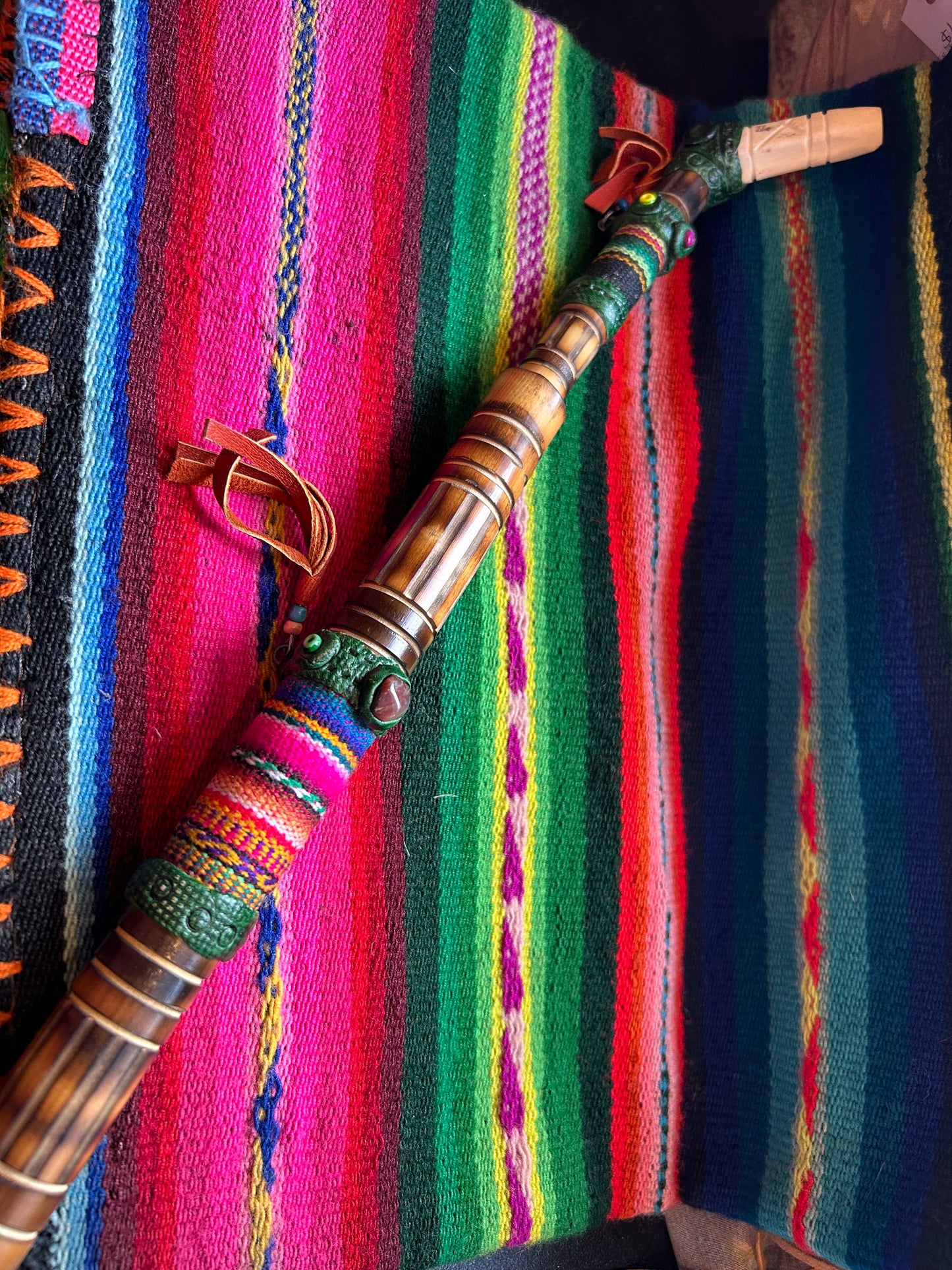 Tepi - Bone & Green Embelishment