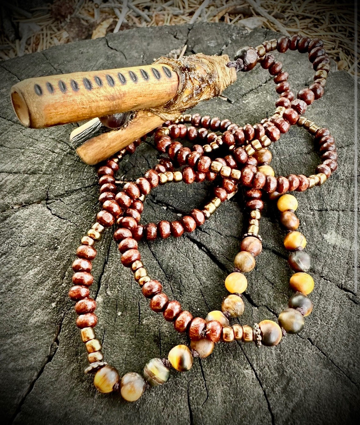 Wolf Spider & Amethyst Kuripe with Red Cedar Necklace