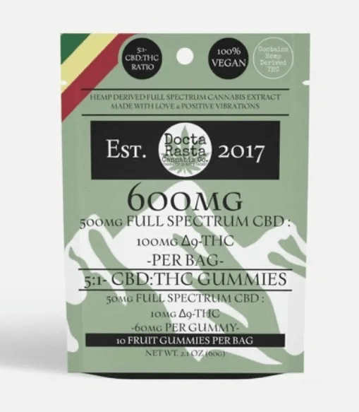 Docta Rasta 5:1 CBD:THC Vegan Gummies