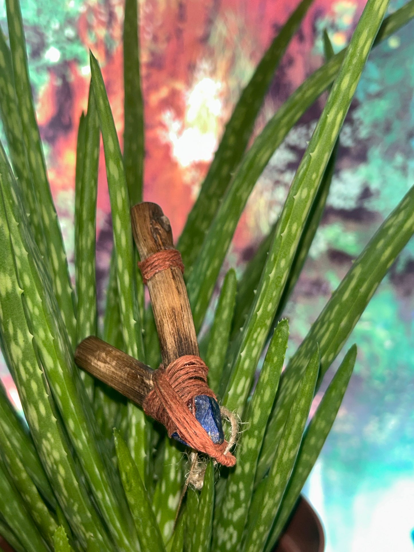 Cedar Wood Kuripe with Sodalite & Hemp