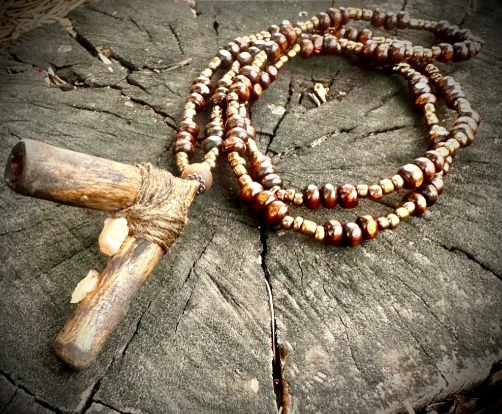 Wolf Spider & Amethyst Kuripe with Red Cedar Necklace